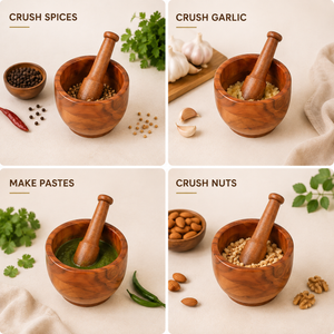 ACACIA WOODEN OKHALI - Mortar & Pestle