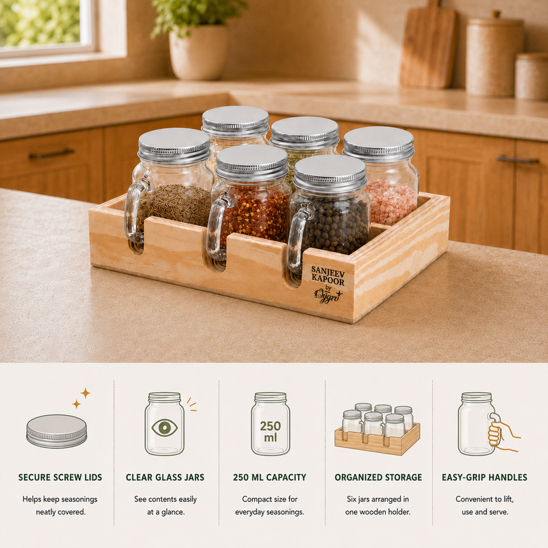 Seasoning Shaker Set Glass  (Set of 6)