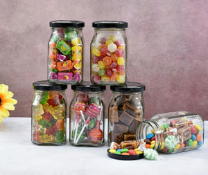 Square Glass Utility Container-Jar-Pack of 2– 250 ml (Transparent)