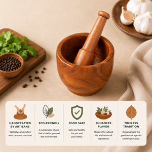 ACACIA WOODEN OKHALI - Mortar & Pestle
