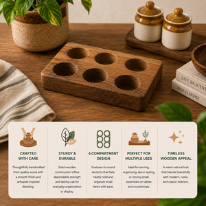 Wooden Egg Holder And Tray For 6 Eggs