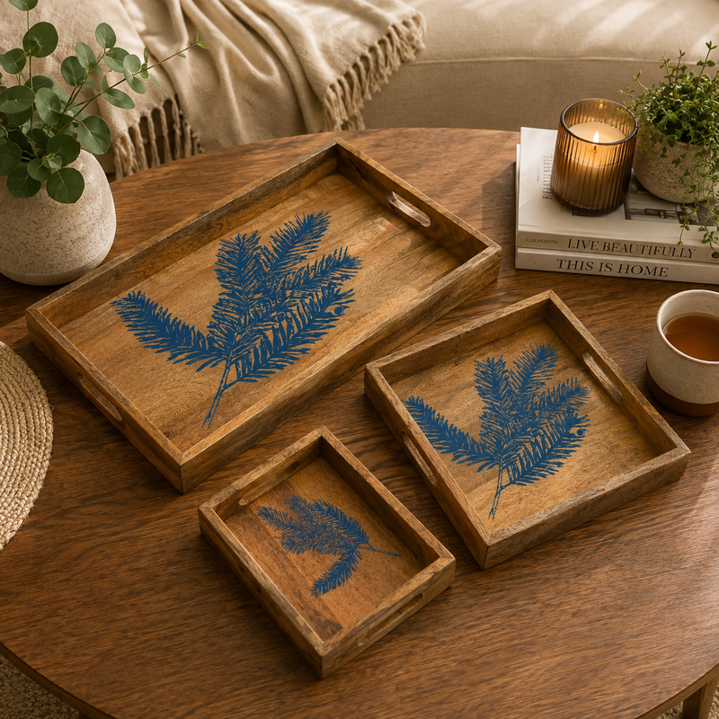 Patti Printed Wooden Serving Tray Set Of 3
