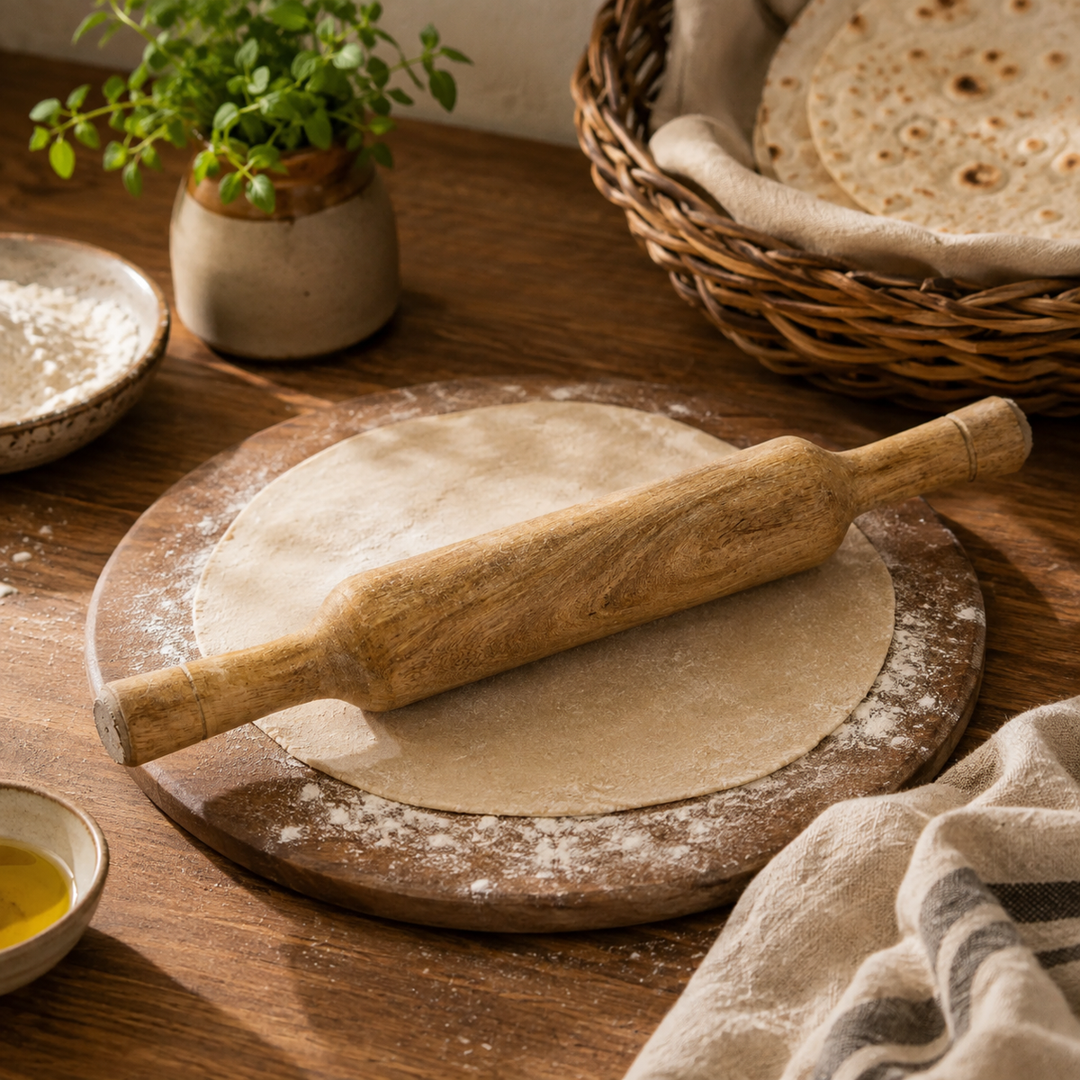 MANGO WOODEN BELAN & ROLLING PIN