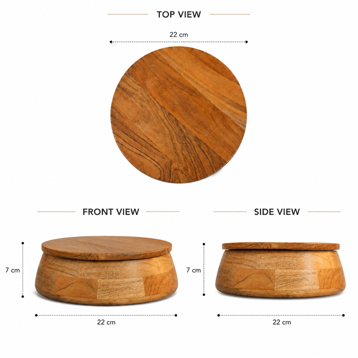 Sanjeev Kapoor OGGN Natural Wood Casserole with Lid, Handcrafted Wooden Chapati Box, Hot Case, Round Roti Dabba for Kitchen, (22.86 X 22.86 Cm)