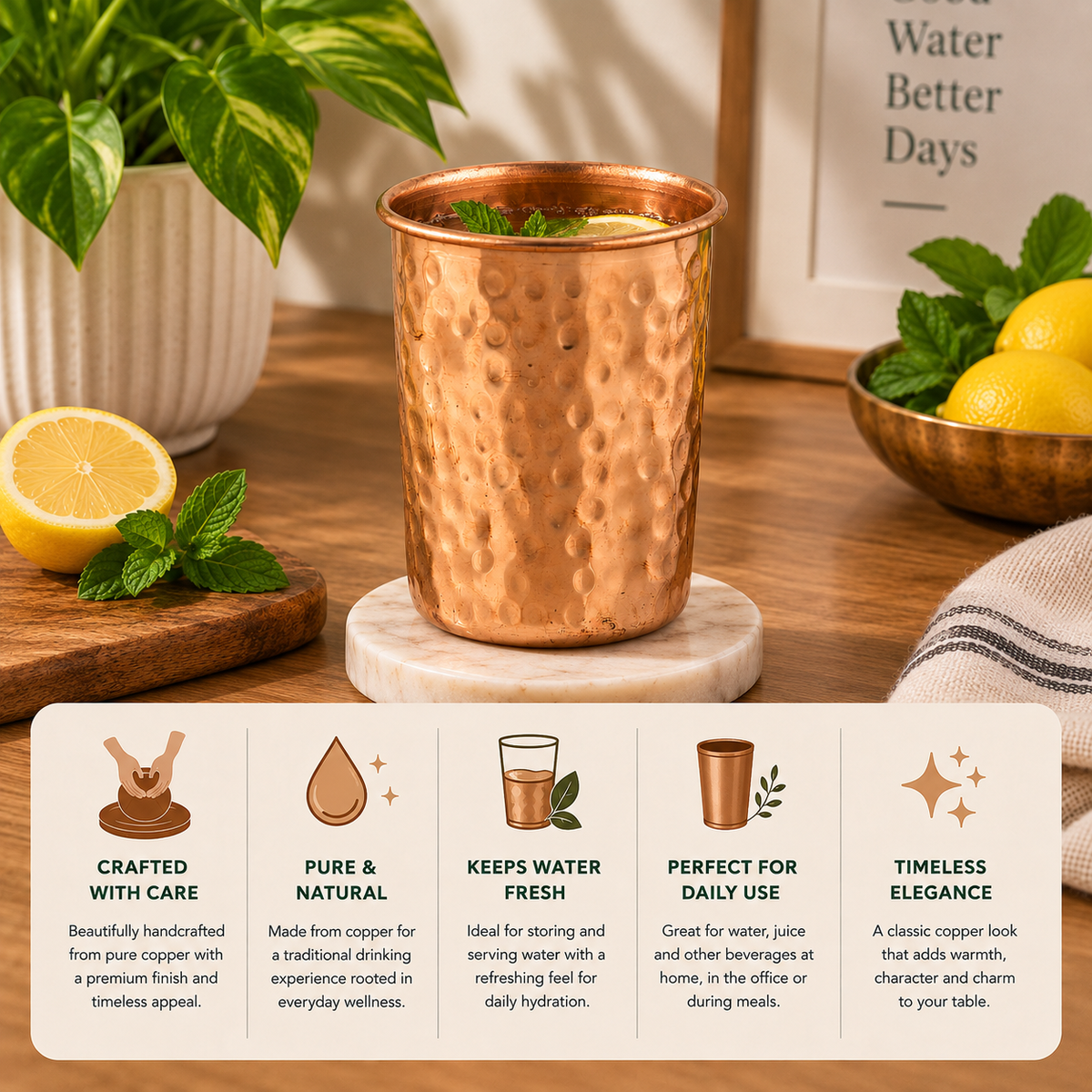 SUTRA COPPER HAMMERED GLASS 250 ML