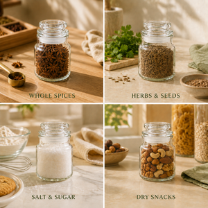 Mini Clear Glass Storage Jars with Lids – Set of 6 - 125 ml