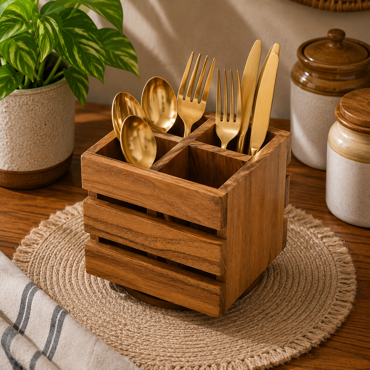 ACACIA WOODEN DESK ORG. 4 CP