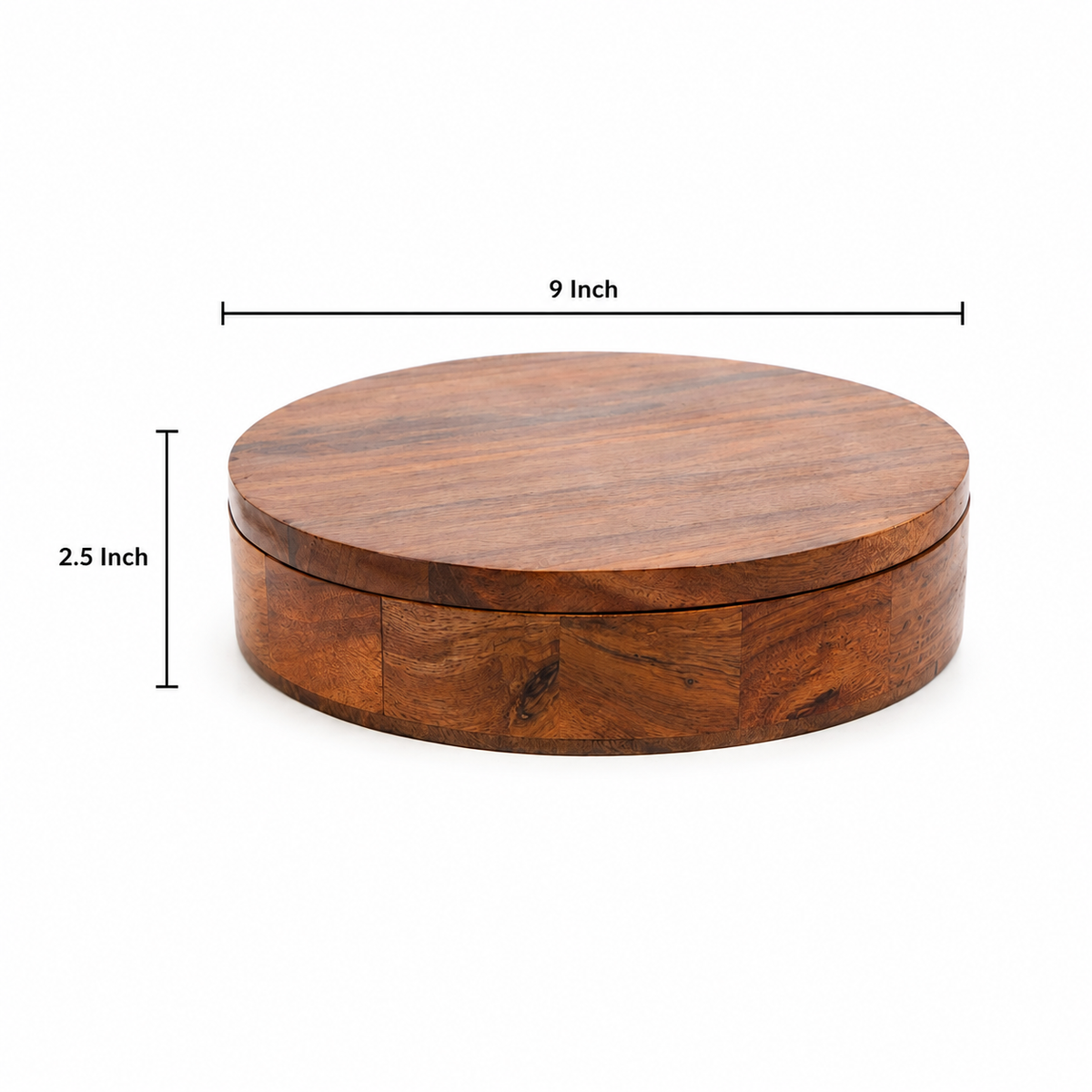 Acacia Wood Round Masala Box 9 Compartments