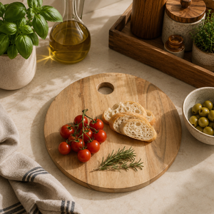 Acaica Wood Round Chopping Board With Inner Hole
