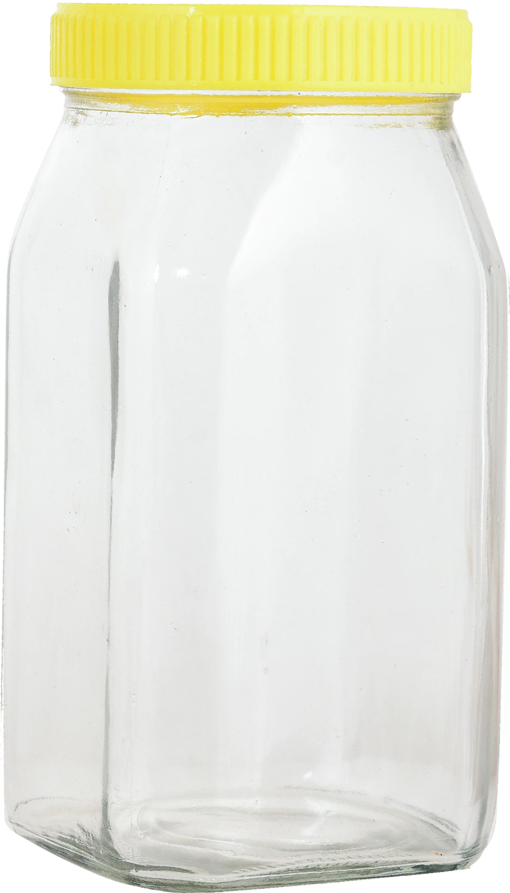 Premium Glass Storage Jar - Pack of 6 – Yellow Screw Cap – 1 L (Transparent)