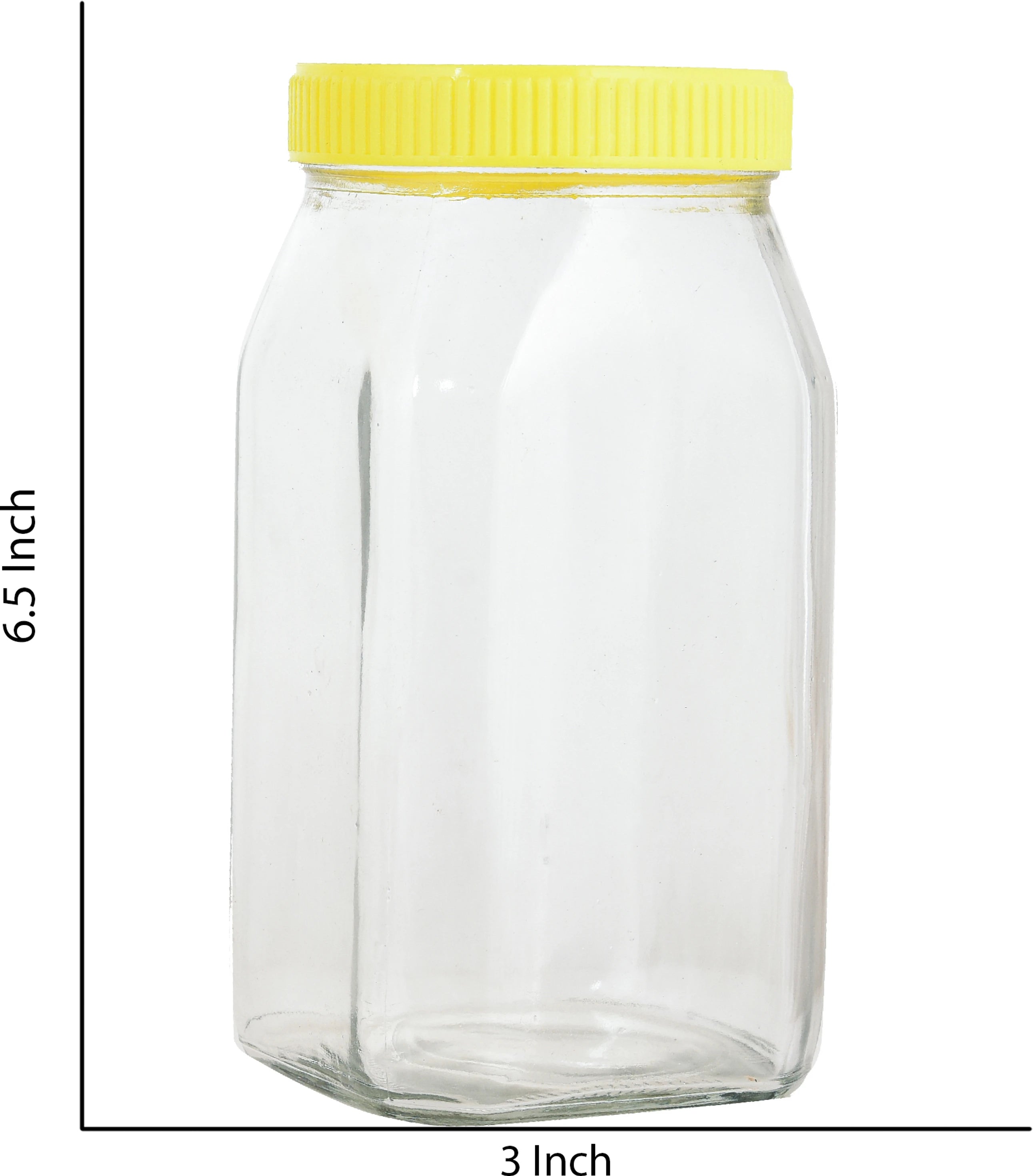 Premium Clear Glass Storage Jar - Pack of 2 – Yellow Screw Cap – 1 L (Transparent)