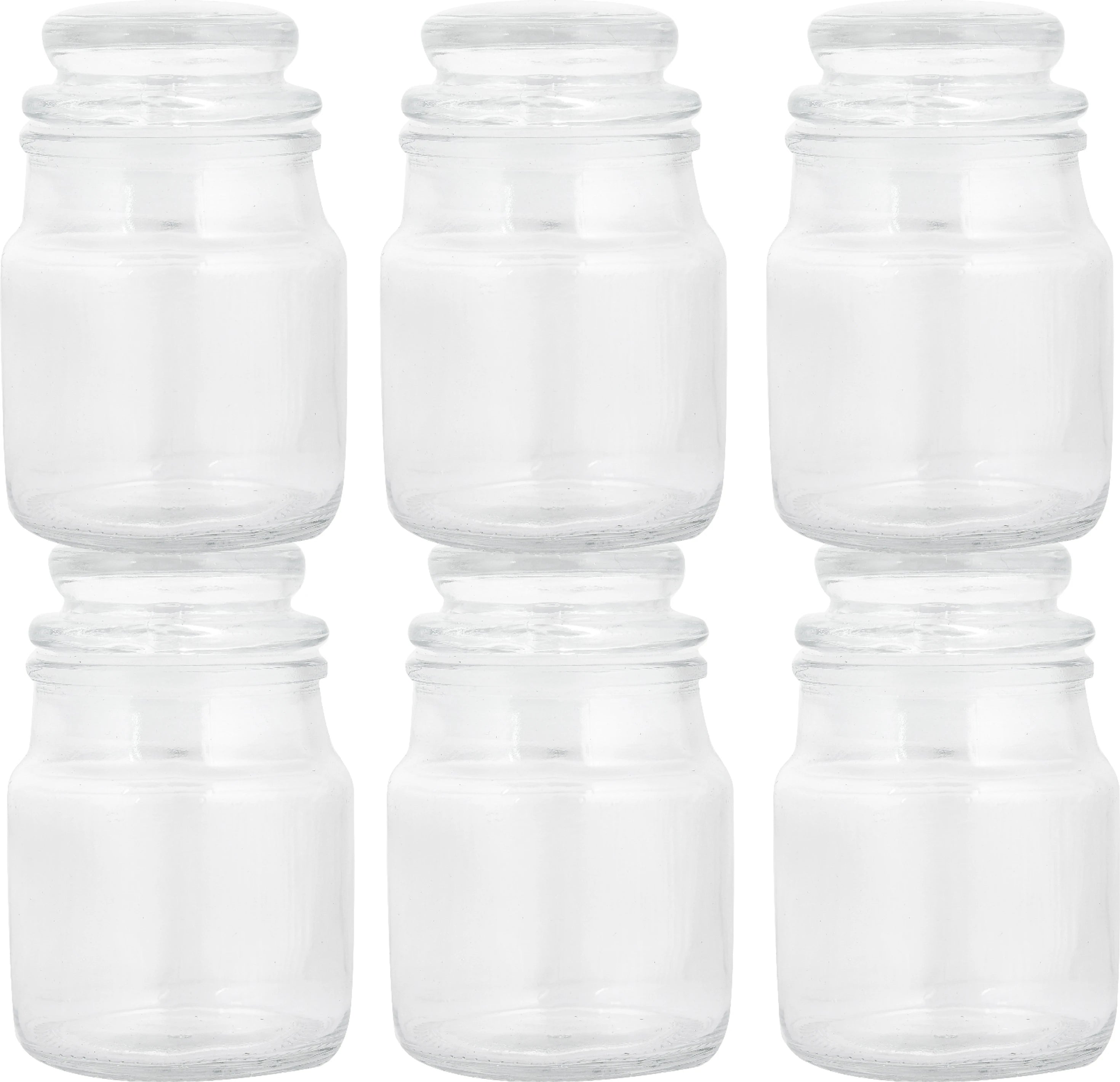 Mini Clear Glass Storage Jars with Lids – Set of 6 - 125 ml