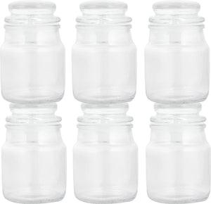 Mini Clear Glass Storage Jars with Lids – Set of 6 - 125 ml