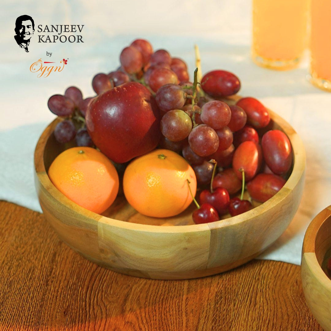 Premium Brown Neem Wood Serving Bowl - 500ml