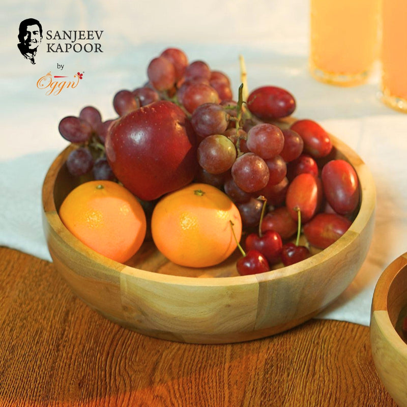 Premium Brown Neem Wood Serving Bowl - 500ml