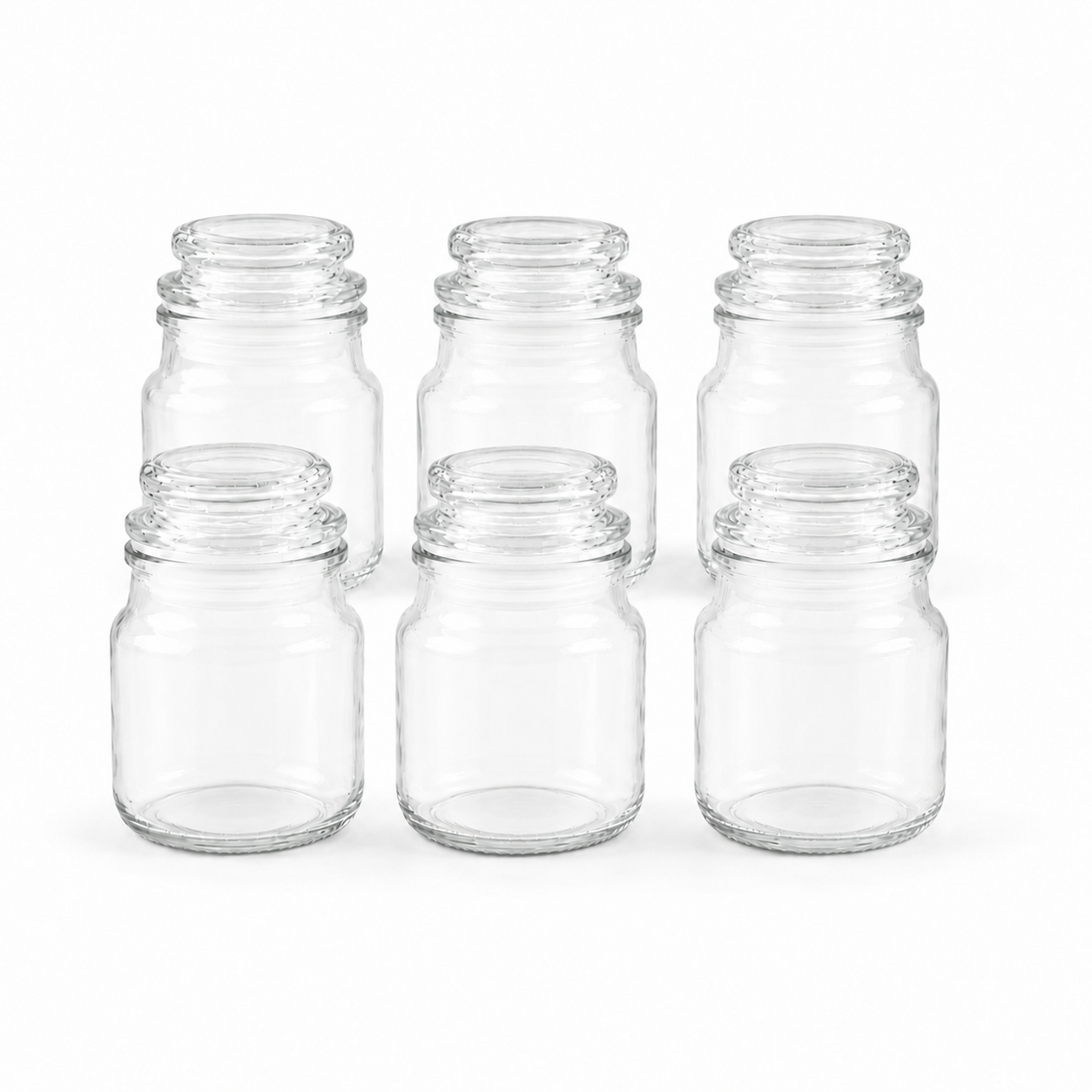 Mini Clear Glass Storage Jars with Lids – Set of 6 - 125 ml