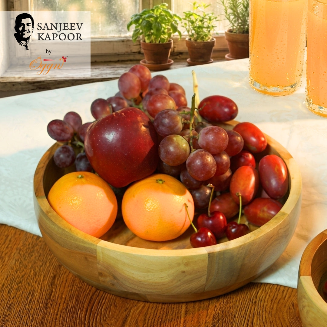 Premium Brown Neem Wood Serving Bowl - 500ml