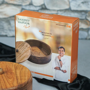 Sanjeev Kapoor By OGGN Natural Acacia Wood Chapati Box, Wooden Hot Pot for Roti, Casserole with Lid