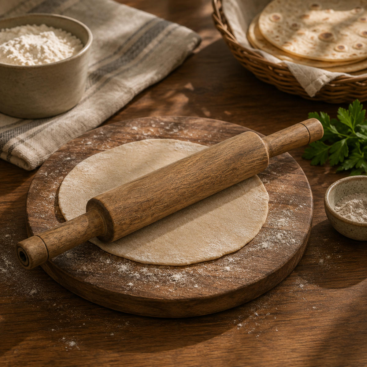 ROLLING STAR ACACIA WOODEN BELAN & ROLLING PIN