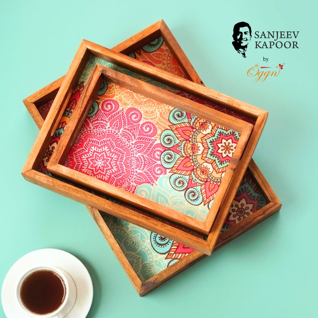 MULTI COLOR MARQUE WOODEN TRAY