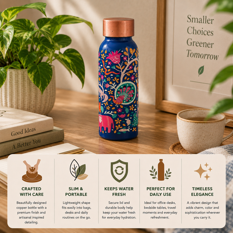 Meena Copper Water Bottle - 500 Ml