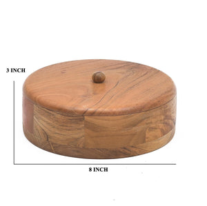 Sanjeev Kapoor By OGGN Natural Acacia Wood Chapati Box, Wooden Hot Pot for Roti, Casserole with Lid
