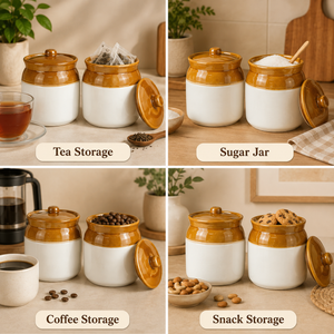 CERAMIC PICKLE JAR/CONTAINER ACHER BURNI/AMRITBAN SET OF 2 (500 + 500 GM)