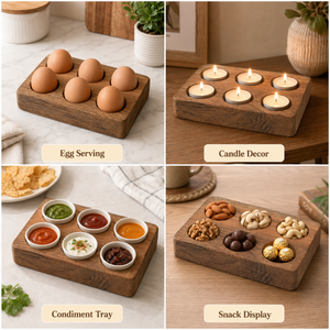 Wooden Egg Holder And Tray For 6 Eggs