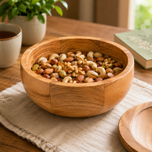 Premium Brown Neem Wood Serving Bowl – 250ml