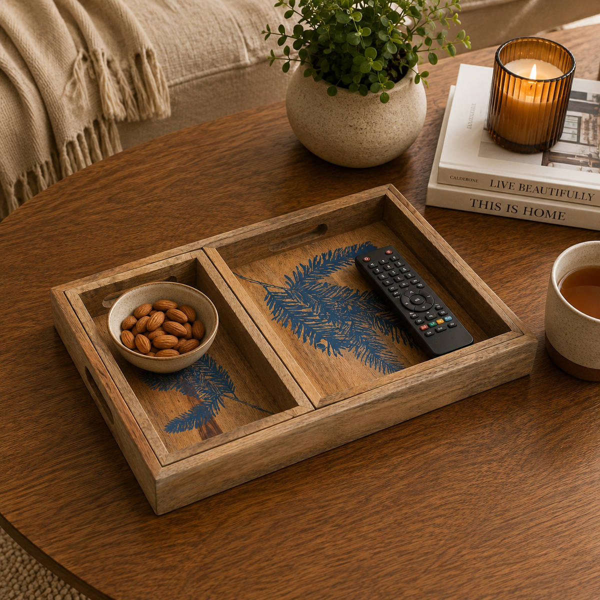 Patti Printed Wooden Serving Tray Set Of 3