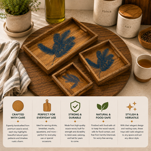 Patti Printed Wooden Serving Tray Set Of 3