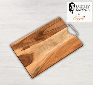 ACACIA WOOD RECT. CHOPPING BOARD WITH SS HANDLE 15*10
