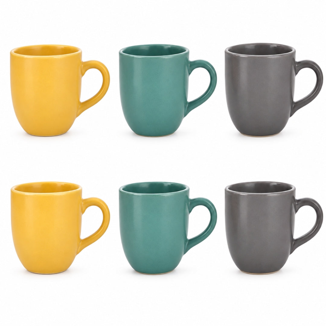 Ceramic Matt Finish Tea Cup Set - Sanjeev Kapoor by OGGN Pack of 6 (Multicolor)