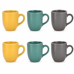 Ceramic Matt Finish Tea Cup Set - Sanjeev Kapoor by OGGN Pack of 6 (Multicolor)
