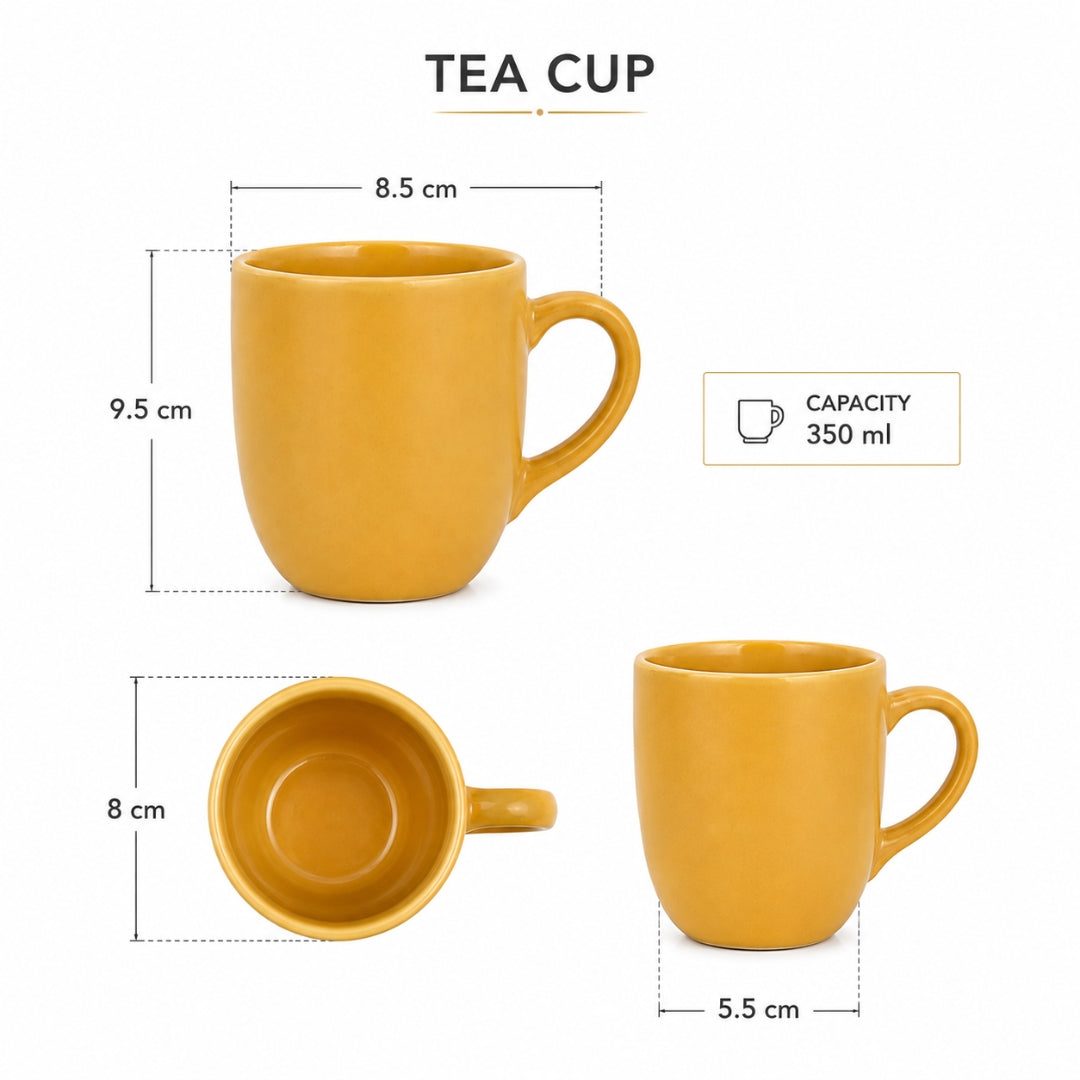Ceramic Matt Finish Tea Cup Set - Sanjeev Kapoor by OGGN Pack of 6 (Multicolor)