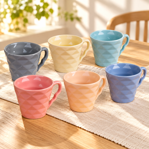 Sanjeev Kapoor by OGGN Pack of 6 Ceramic Diamond Cut Tea Cup