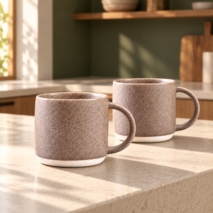 Sanjeev Kapoor by OGGN Pack of 2 Ceramic PP Milk Mug Matt Finish 300 ml (Brown, Cup)