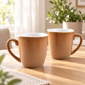 Sanjeev Kapoor by OGGN Pack of 2 Ceramic Dollfin Coffee Mug 290 ml (Yellow, Cup Set)
