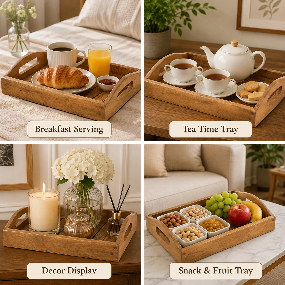 Acacia Wooden Serving Tray - 12*8 Inches