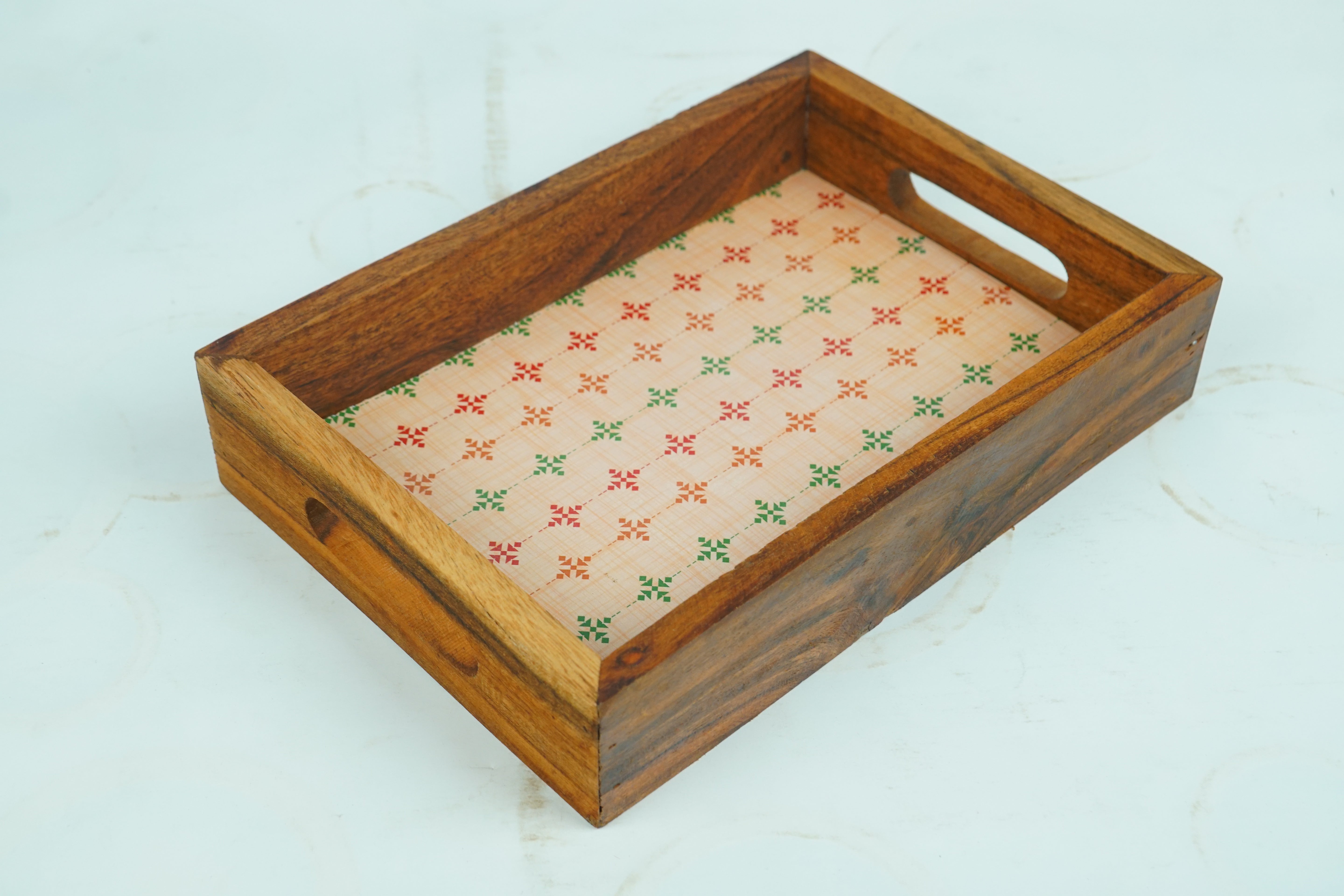 Multicolor Turin Rectangle Acacia Wooden Tray