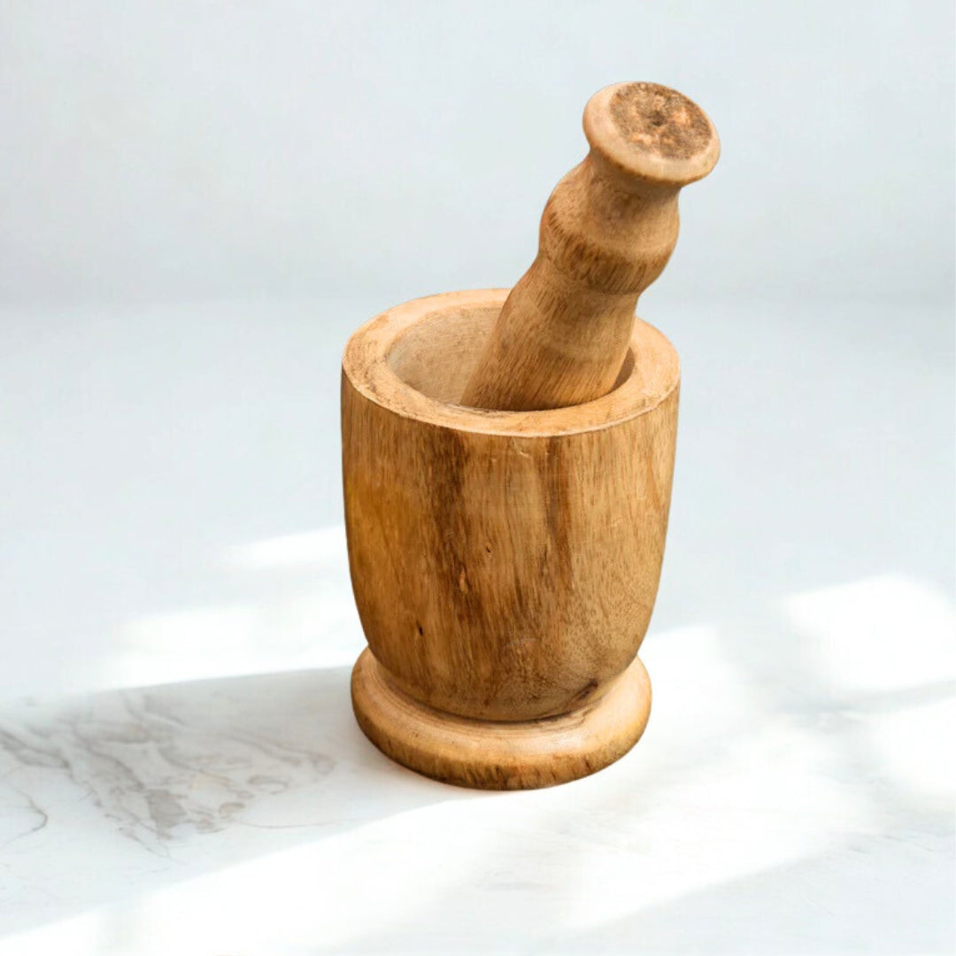 MANGO WOODEN OKHALI - MORTAR & PESTLE
