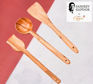 NEEM WOOD FRY SERVING SPATULA SET OF 3