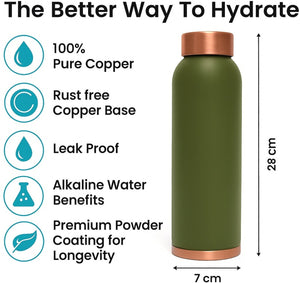 Olive Matt Green Copper Bottle – 950 ml