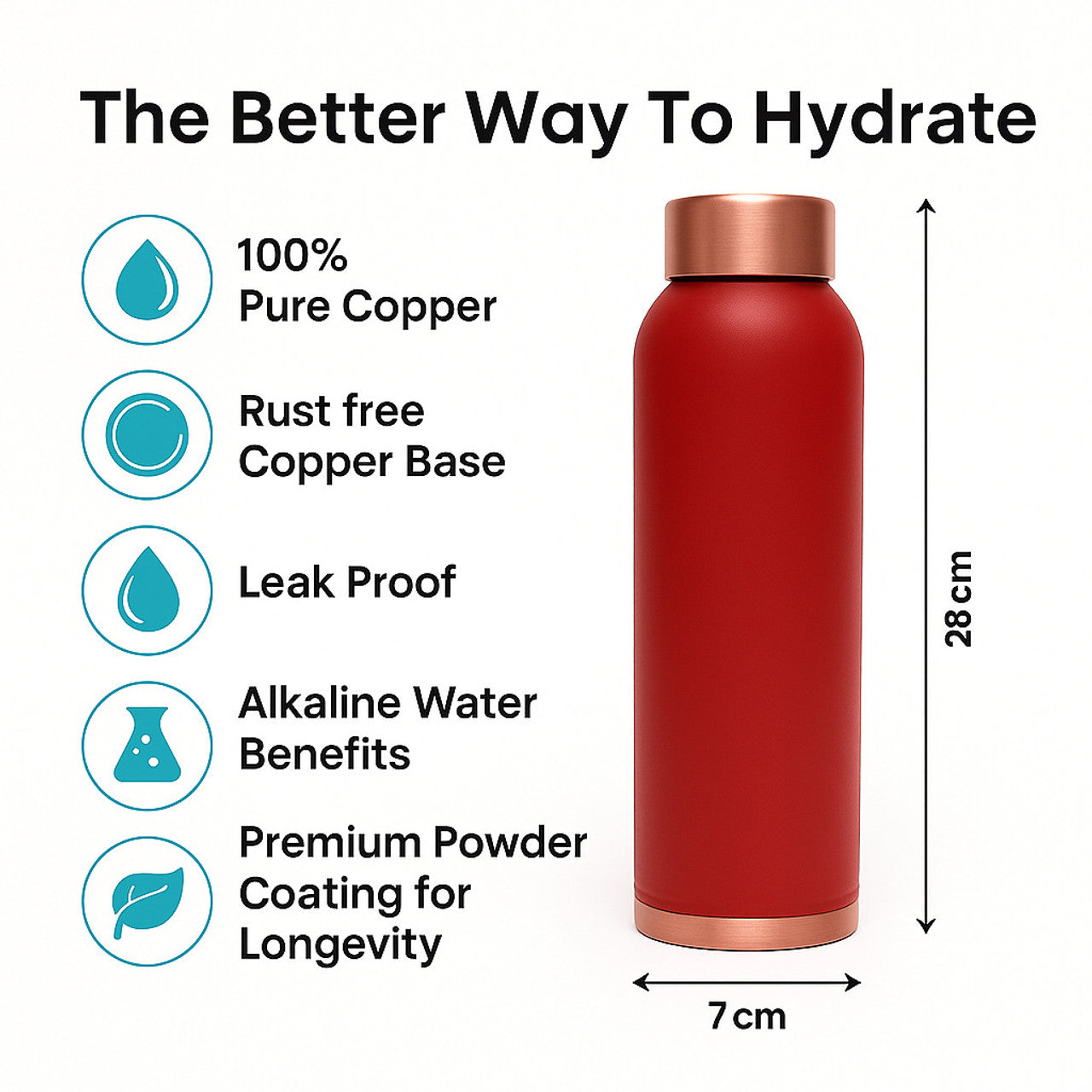 Classic Matt Red Copper Bottle – 950 ml
