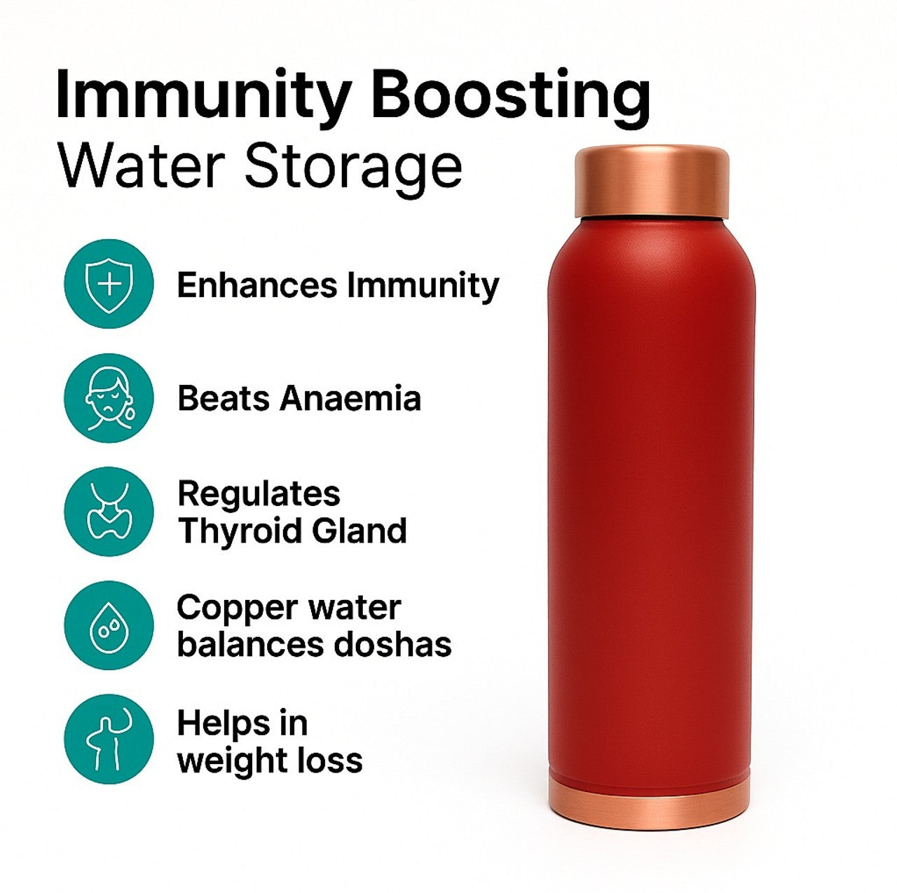 Classic Matt Red Copper Bottle – 950 ml