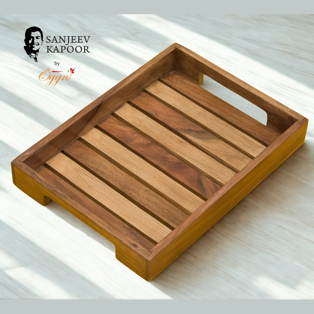Mixwood Tray With Plain Handle