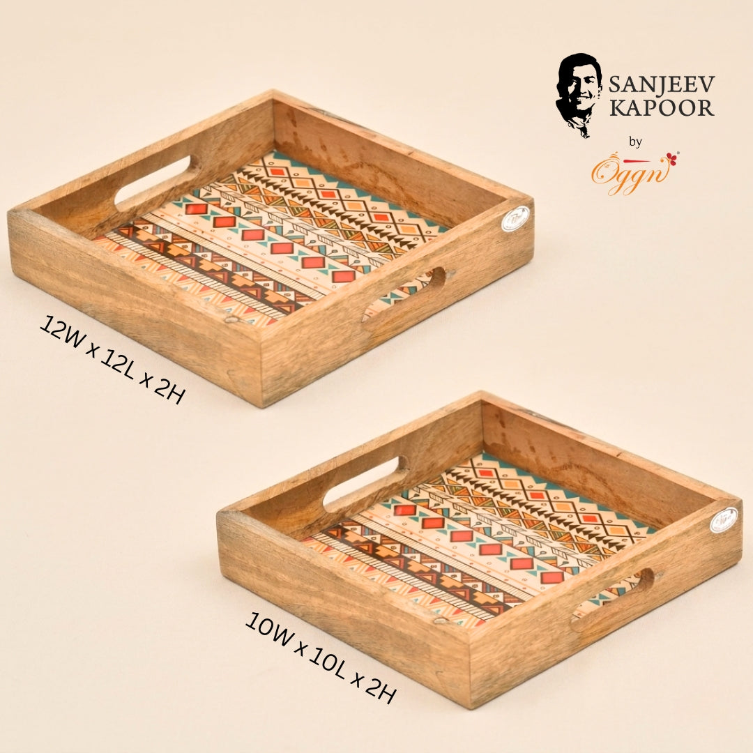 Yellow Meena Wooden Tray