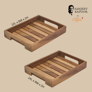 Mixwood Tray With Plain Handle