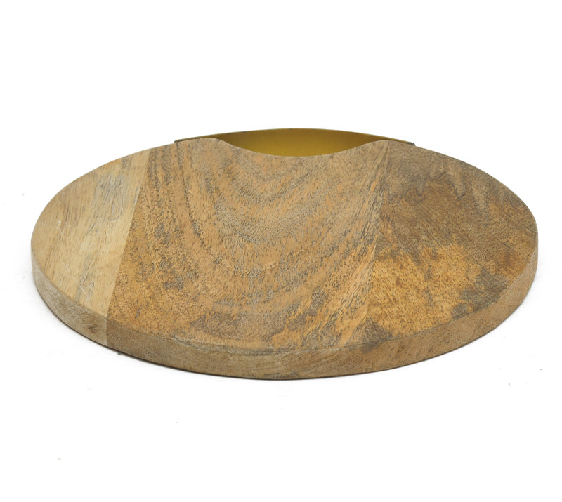 Mango Wood Round Chopping Board With Iron Handle