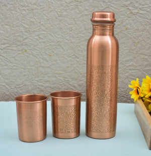 COPPER ETCHING BOTTLE SET - 1000 ML WITH 2 GLASSES